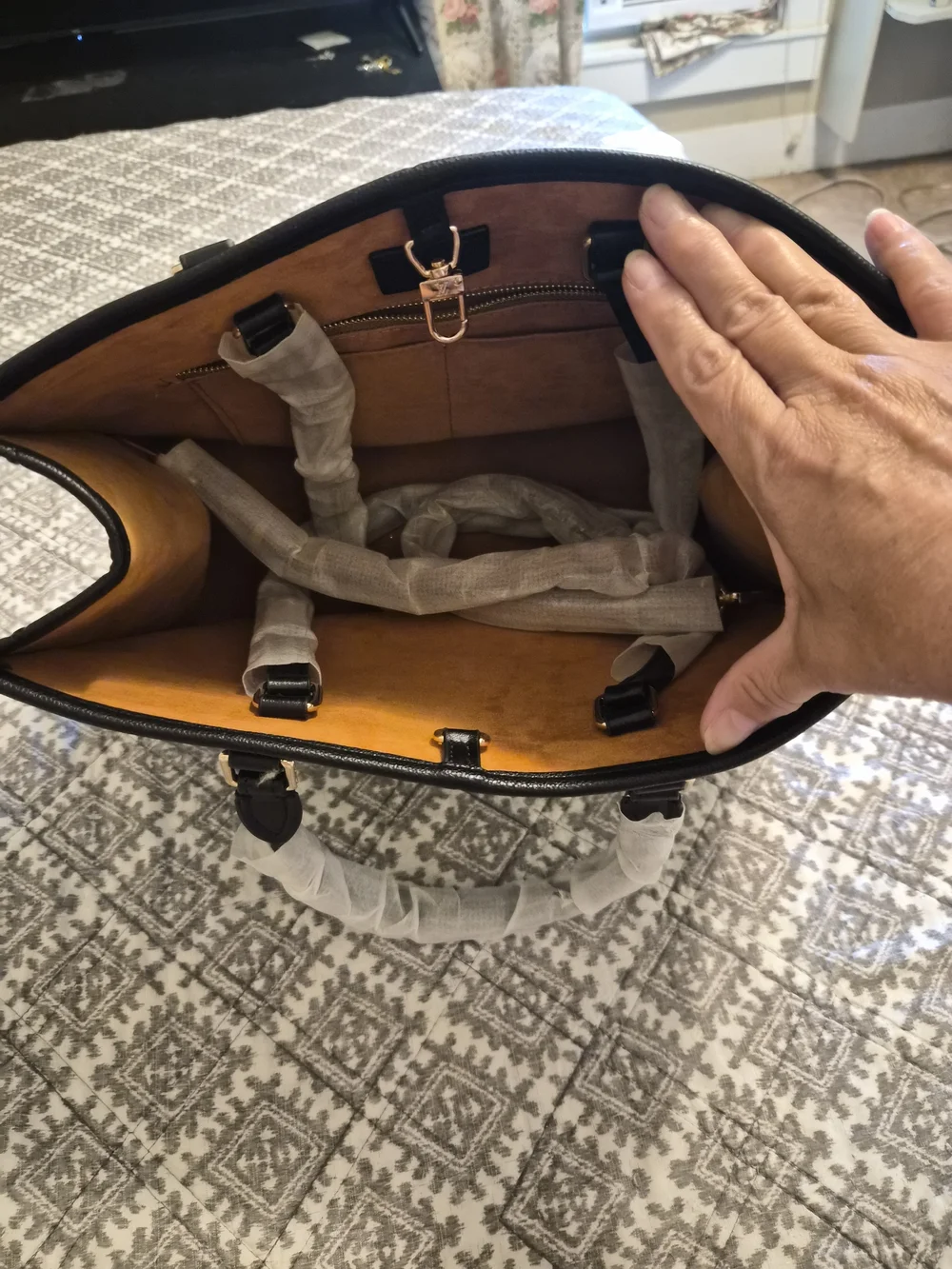 Louis Vuitton Black Embossed Monogram Leather Tote